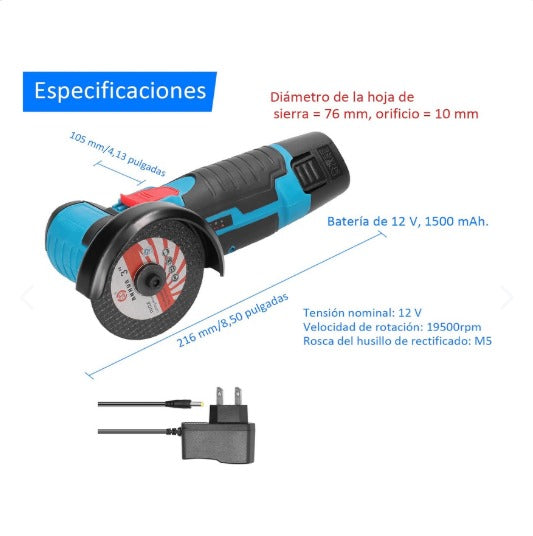 Amoladora Angular Esmeril Cortador 2 bat